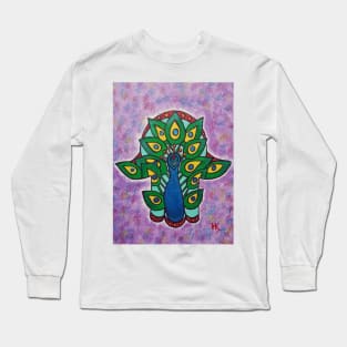 Peacock Hamsa by Harriette Knight Long Sleeve T-Shirt